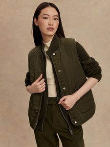 AUDREA REVERSIBLE GILET | SANDSHELL FOREST NIGHT VARLEY