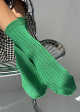 Load image into Gallery viewer, Her Socks - Modal Lurex: Emerald Glitter Le Bon Shoppe