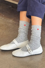 Load image into Gallery viewer, Embroidered Snow Socks (wholesale): COOKIES AND CREAM + HEART Le Bon Shoppe