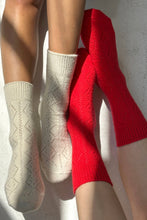Load image into Gallery viewer, Cashmere Pointelle Socks (wholesale): Charcoal Le Bon Shoppe