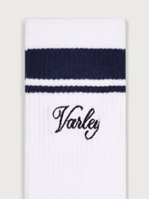 Load image into Gallery viewer, Varley LAMAR CLUB STRIPE SOCK | WHITE/BLUE NIGHTS
