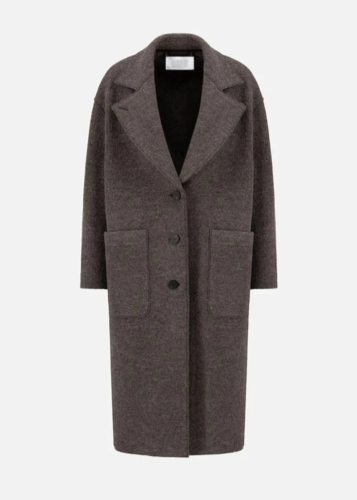 GREATCOAT BOILED WOOL | BROWN GREY HARRIS WHARF LONDON