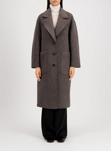 GREATCOAT BOILED WOOL | BROWN GREY HARRIS WHARF LONDON