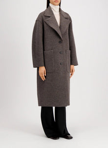 GREATCOAT BOILED WOOL | BROWN GREY HARRIS WHARF LONDON