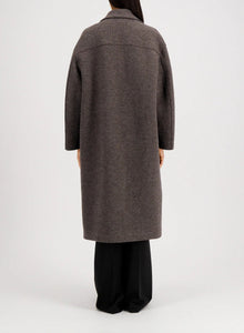 GREATCOAT BOILED WOOL | BROWN GREY HARRIS WHARF LONDON