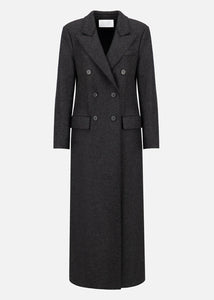 LONG DOUBLE BREASTED TAILORED COAT PRESSED WOOL | ANTHRACITE HARRIS WHARF LONDON
