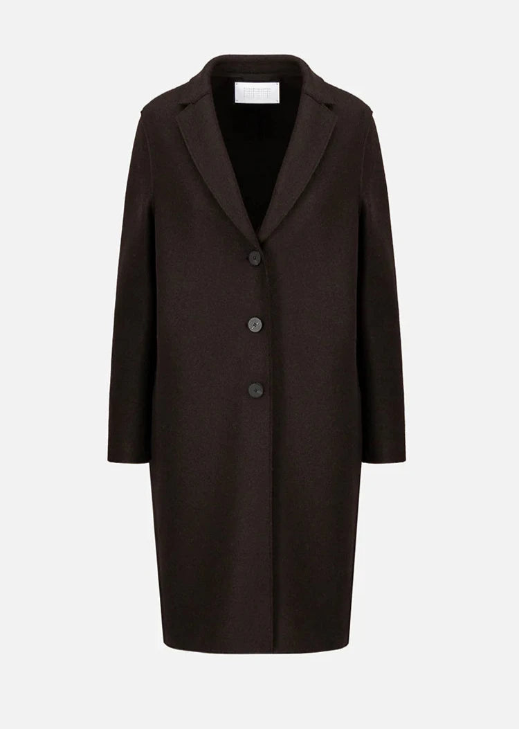 OVERCOAT PRESSED WOOL | BORDEAU BLUE HARRIS WHARF LONDON