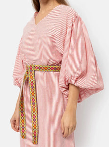 JAMIES LONG SHIRT DRESS | RED STRIPED AME