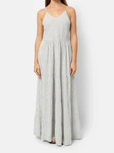 Load image into Gallery viewer, JANA LONG DRESS | WHITE &amp; BLUE STRIPES AME