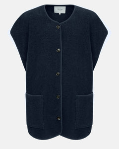 INES SLEEVELESS WOOLY JACKET | NAVY AME