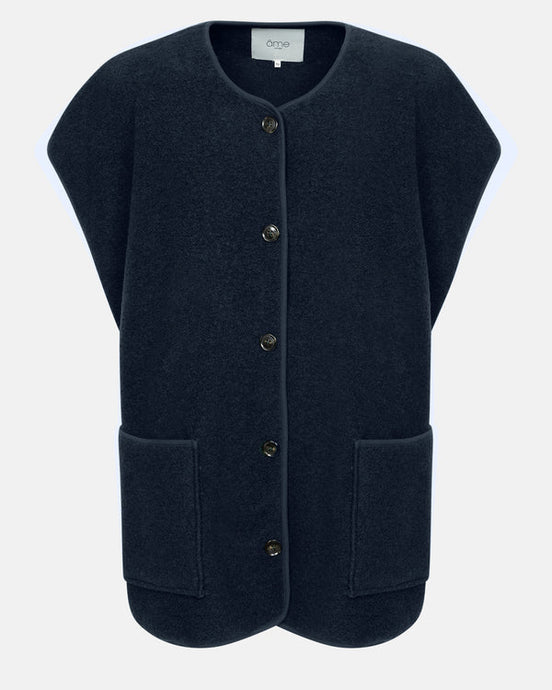 INES SLEEVELESS WOOLY JACKET | NAVY AME