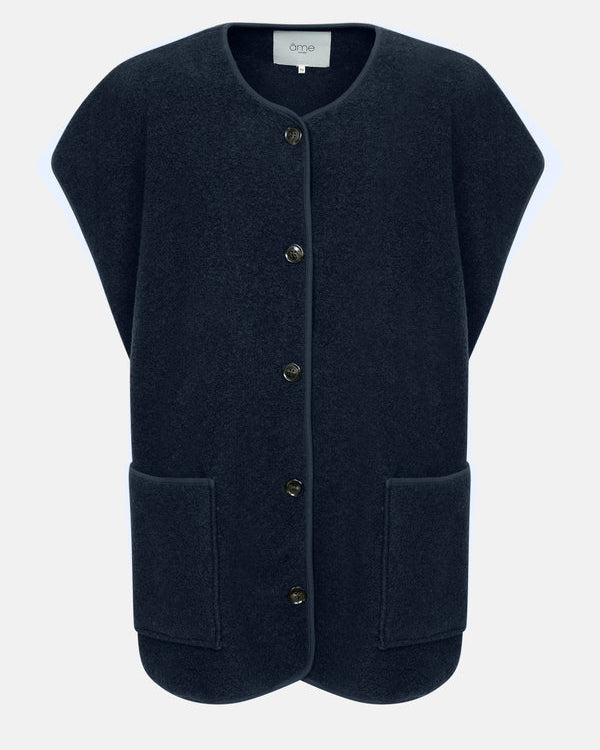 INES SLEEVELESS WOOLY JACKET | NAVY AME
