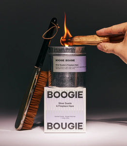 SCENTED CANDLE 250G | SILVER SUEDE & FIREPLACE HAZE BOOGIE BOUGIE