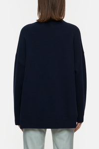 WOOL BLEND DOUBLE-FACE JUMPER | DARK NIGHT CLOSED