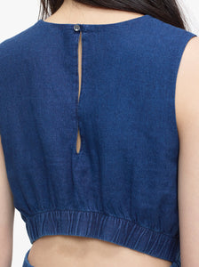 LINEN-MIX MAXI DRESS | DARK BLUE CLOSED