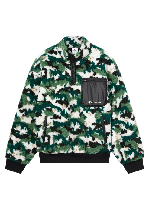 POLAR TEDDY HALF-ZIP PRINTED TOP | DARK GREEN CHAMPION