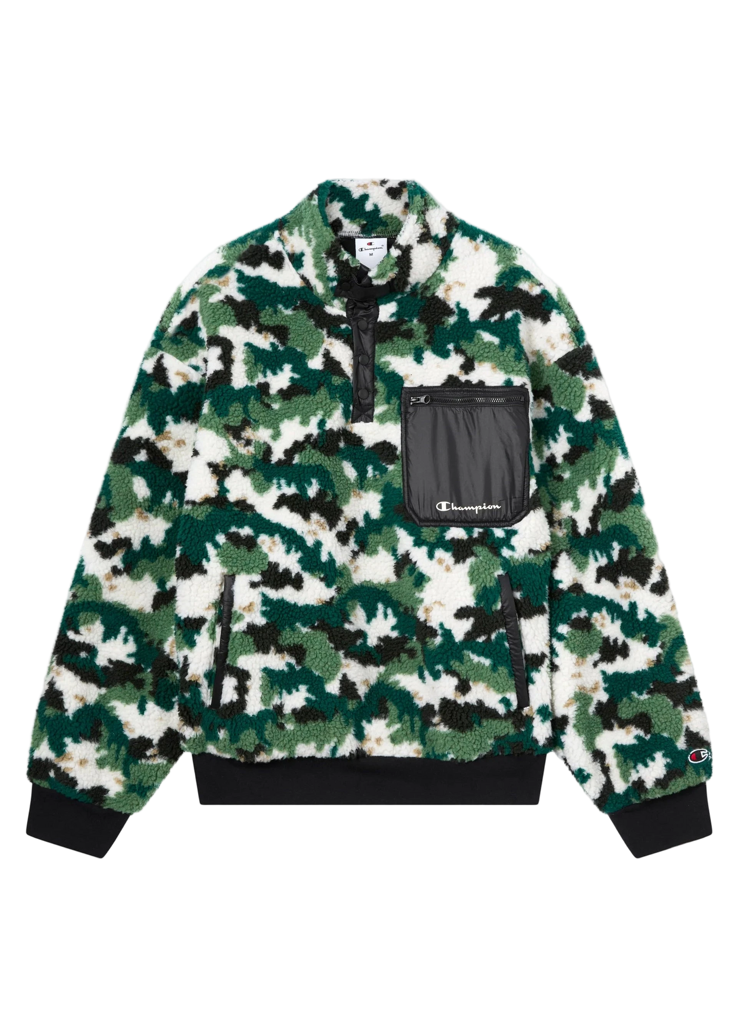 POLAR TEDDY HALF-ZIP PRINTED TOP | DARK GREEN CHAMPION