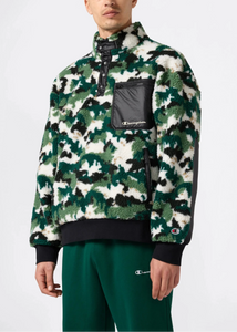 POLAR TEDDY HALF-ZIP PRINTED TOP | DARK GREEN CHAMPION