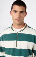 Load image into Gallery viewer, LONG SLEEVE POLO T-SHIRT | GREEN STRIPES