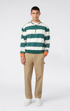 Load image into Gallery viewer, LONG SLEEVE POLO T-SHIRT | GREEN STRIPES