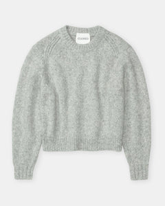 CROPPED CREW NECK | LIGHT GREY MELANGE CLOSED