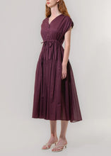 Load image into Gallery viewer, SHIRRED WAIST DRESS |  BURGUNDY EMIN &amp; PAUL