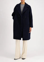 Load image into Gallery viewer, DROPPED SHOULDER COAT BOUCLE | NAVY BLUE HARRIS WHARF LONDON