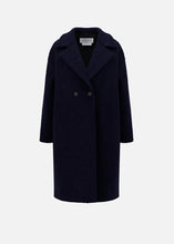 Load image into Gallery viewer, DROPPED SHOULDER COAT BOUCLE | NAVY BLUE HARRIS WHARF LONDON