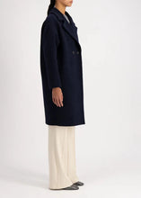 Load image into Gallery viewer, DROPPED SHOULDER COAT BOUCLE | NAVY BLUE HARRIS WHARF LONDON