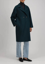 Load image into Gallery viewer, DROPPED SHOULDER D B COAT PRESSED WOOL | BOTTLE GREEN HARRIS WHARF LONDON