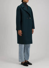 Load image into Gallery viewer, DROPPED SHOULDER D B COAT PRESSED WOOL | BOTTLE GREEN HARRIS WHARF LONDON