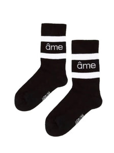 DIEGO SOCKS WITH CONTRASTING LINES | BLACK - WHITE LINES by AME