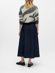 OBJSINA MW LONG DENIM SKIRT | DARK DENIM OBJECT