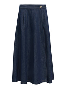OBJSINA MW LONG DENIM SKIRT | DARK DENIM OBJECT