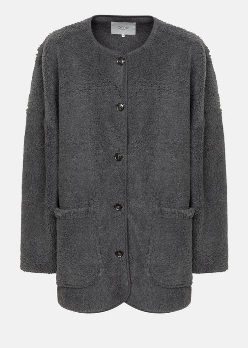 HANNAH TEDDY OVERSIZED JACKET | DARK GREY T.U AME
