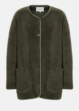 Load image into Gallery viewer, HANNAH TEDDY OVERSIZED JACKET | DARK GREEN AME