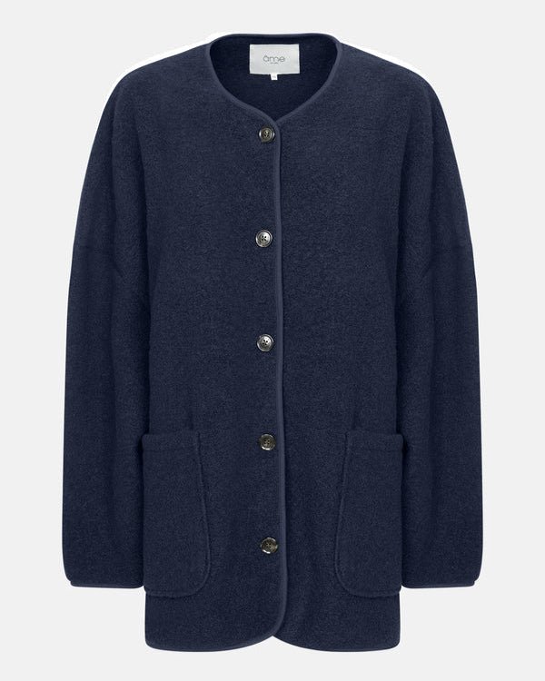 HANNAH WOOL OVERSIZED JACKET | NAVY AME