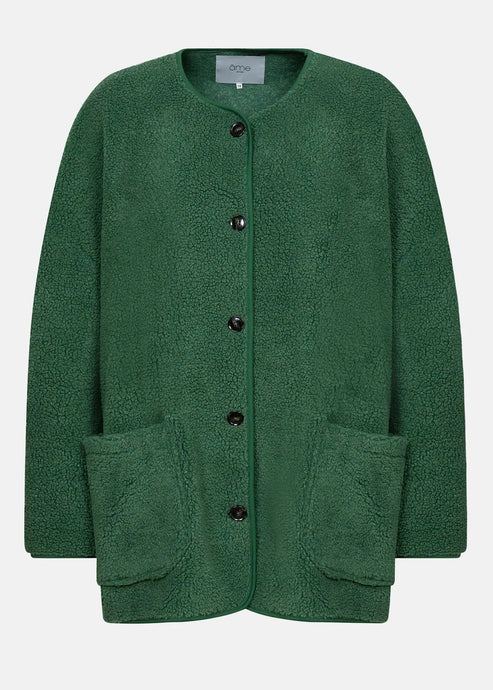 HANNAH TEDDY OVERSIZED JACKET | MID GREEN