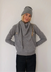 HUE SOLID CASHMERE BEANIE | GREY MELANGE BETA STUDIOS