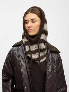 OBJMILU KNIT BALACLAVA  | SEAL BROWN STRIPES HUMUS OBJECT