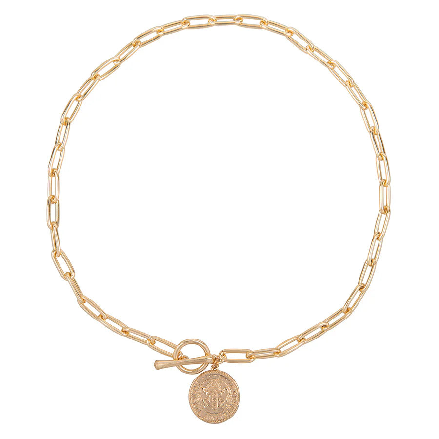 THE MOKUM COIN T BAR NECKLACE | GOLD CLUB MANHATTAN