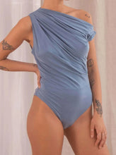 Load image into Gallery viewer, DRAPE BODYSUIT | BLUE COSSAC