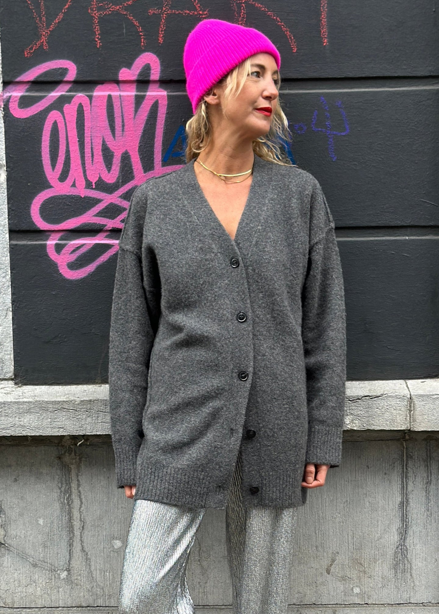 SACELESTE CARDIGAN | BLACK OYSTER SAMSOE SAMSOE