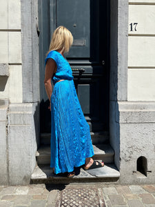 OBJANNA S/S LONG DRESS | SWEDISH BLUE