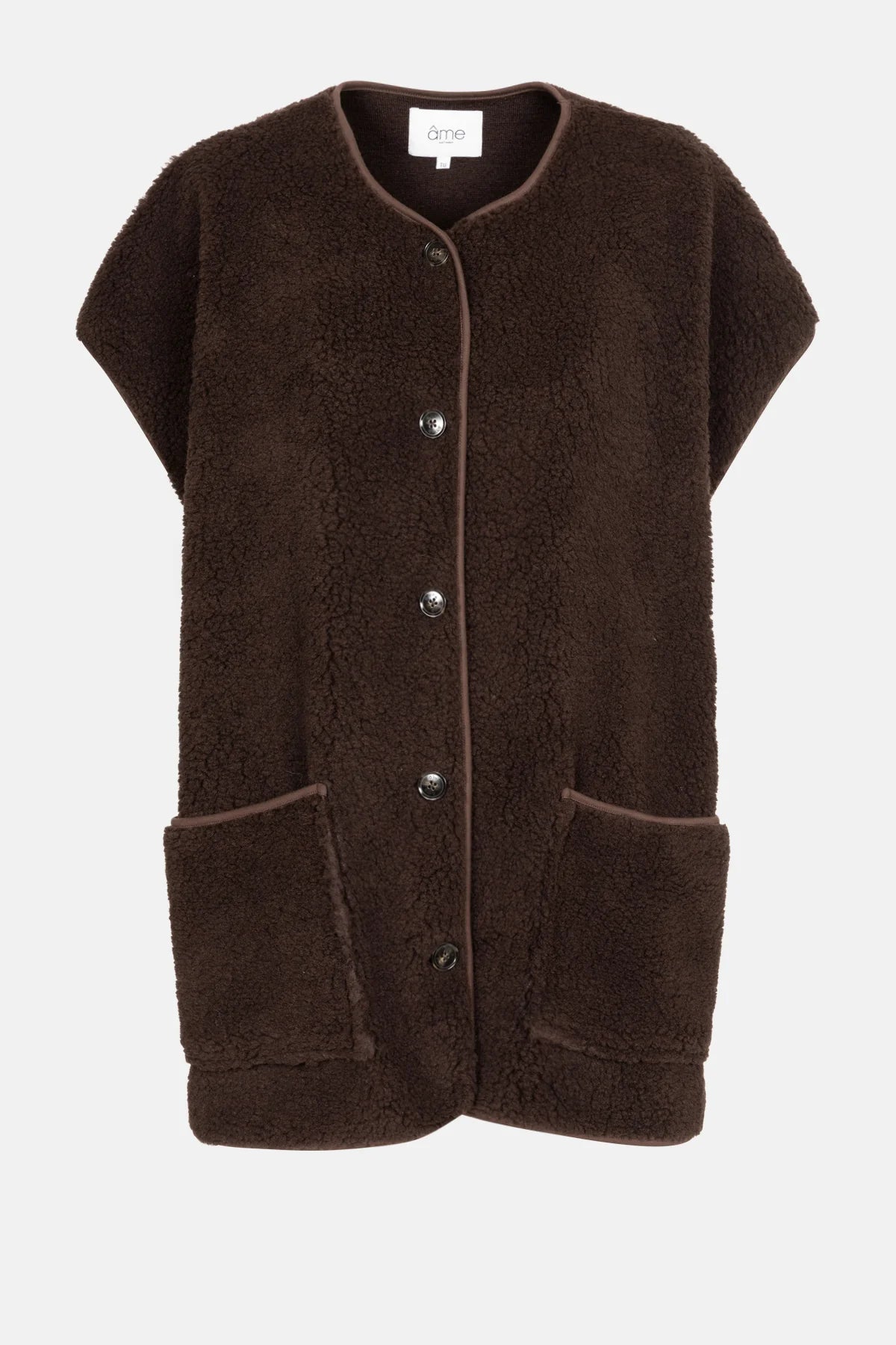 INES TEDDY SLEEVELESS JACKET | CHOCOLATE BROWN AME