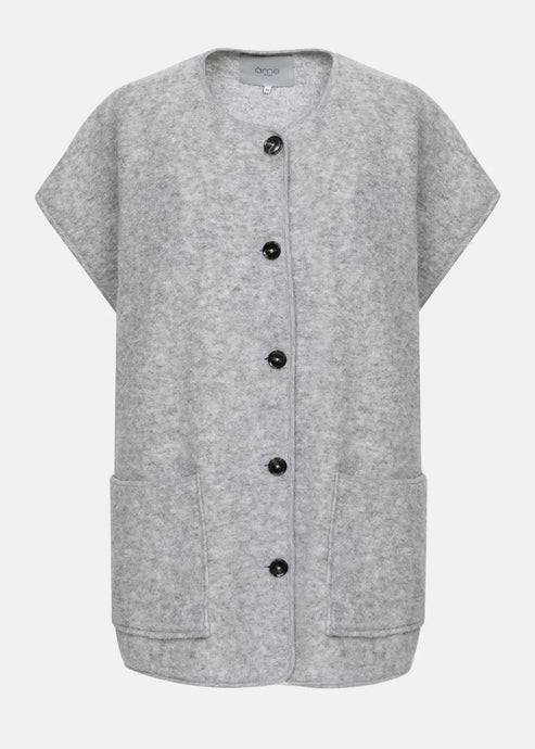 INES WOOLY SLEEVELESS JACKET | LIGHT GREY AME