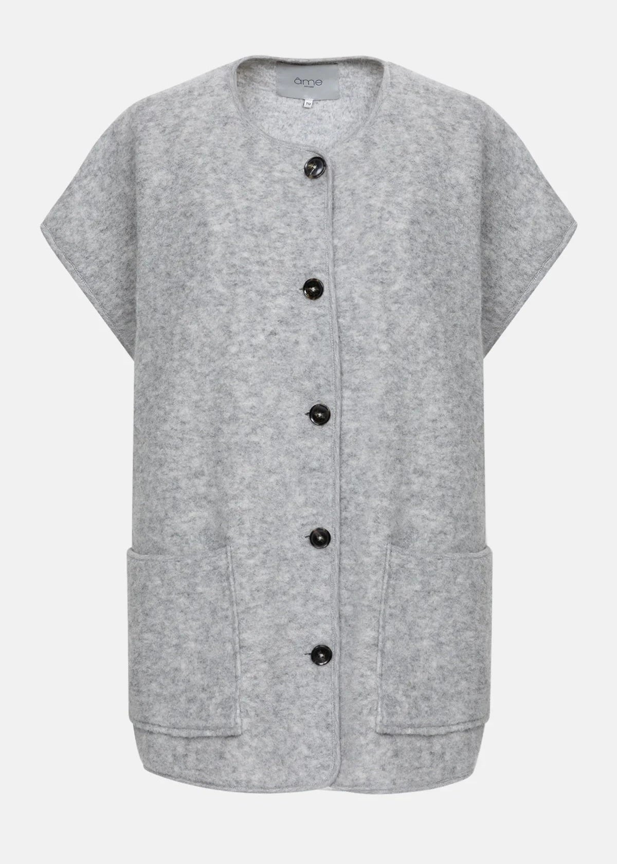 INES WOOLY SLEEVELESS JACKET | LIGHT GREY AME