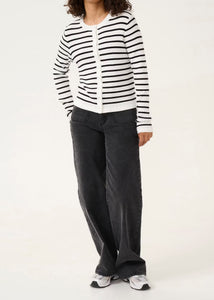 KALILIBETH STRIPE CARDIGAN | CHALK BLACK STRIPE