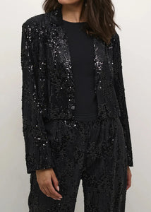 KANICOLE SEQUIN BLAZER | BLACK DEEP KAFFE