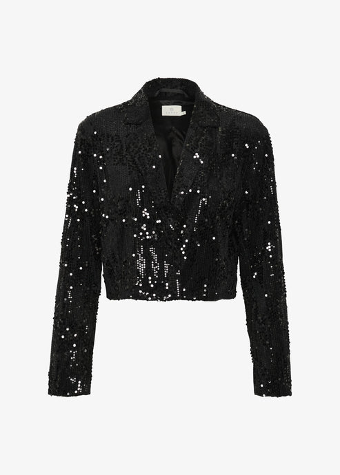 KANICOLE SEQUIN BLAZER | BLACK DEEP KAFFE